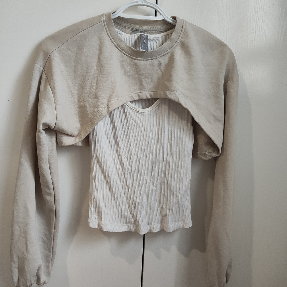 ONLY Beige Long Sleeve Top